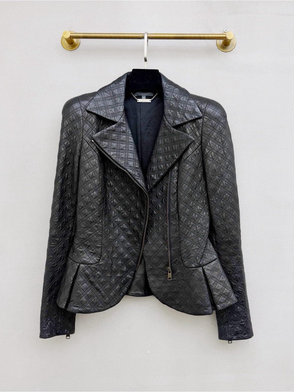 🚩steal Alexander McQueen Black Quilted Leather Moto Jacket
